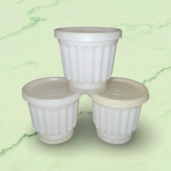 Tupperware Jel-ette Mini Molds Set 3 White 297 Individual Jello Desert Cups VTG - Picture 9 of 9